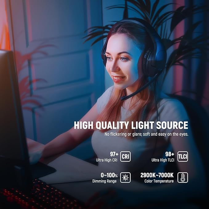 NEEWER 15.5" LED Streaming Key Light, Clamp on Desk Panel Video Lighting - Image 2