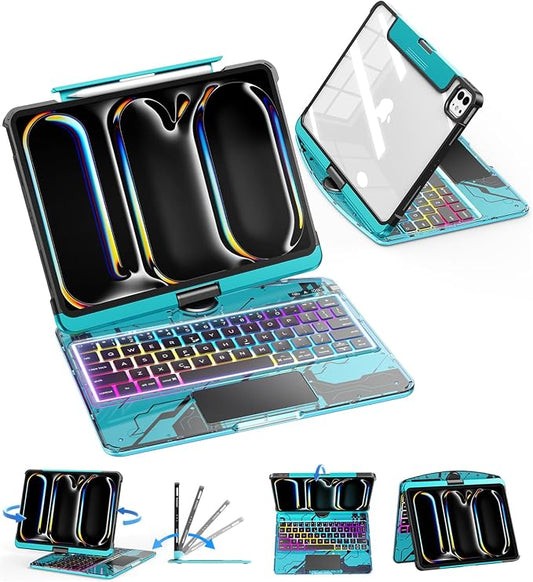 SIBEITU Keyboard Case for iPad Pro 11 Inch M5 2025 / M4 2024, 7-Color Backlight by SIBEITU