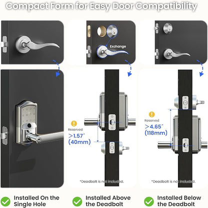 Veise VE029 WiFi Smart Lever Lock, Fingerprint Keyless Entry Door Lock - Image 8