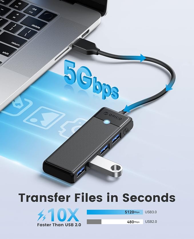 ORICO USB 3.0 Hub, 4-Port USB Hub, Ultra Slim USB Splitter - Image 3