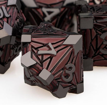 7PCS Metal DND Dice Set with Box, Debris RPG Red D and D Dice - Image 4