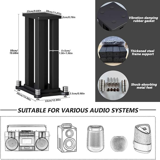 A Pair of Speaker Stands, Bookshelf Speaker Stand Steel Frame Support - Image 2