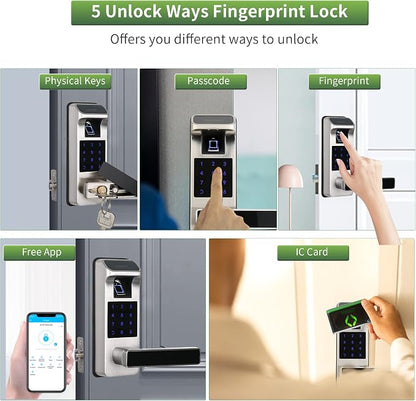 Smart Door Lock, Heavy Duty 5 in 1 Keyless Entry Door Lock, Full App Control - Image 3