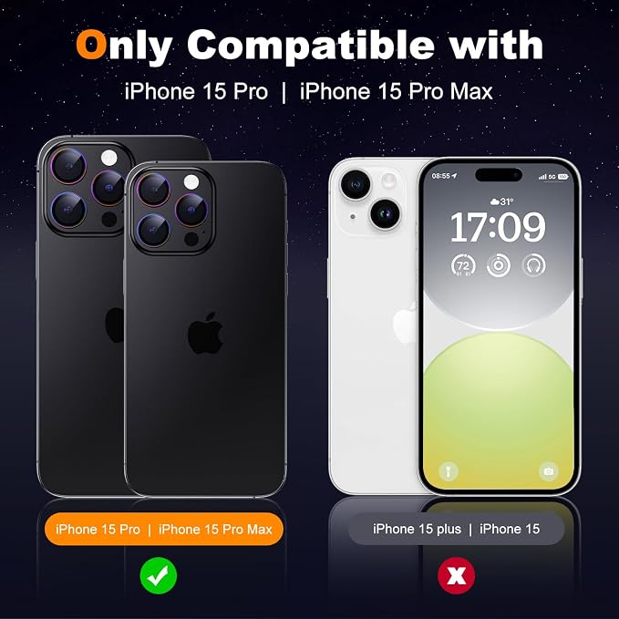 Hoerrye for phone 15 Pro Max/phone 15 Pro Camera Lens Protector, 9H Tempered - Image 7
