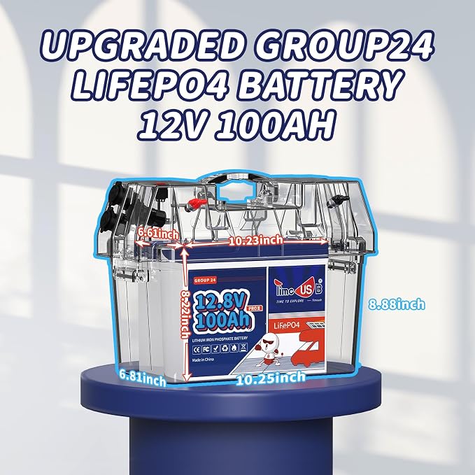 12V 100Ah Group24 Mini LiFePO4 Battery 2 Packs, Grade A Battery Cells, - Image 2