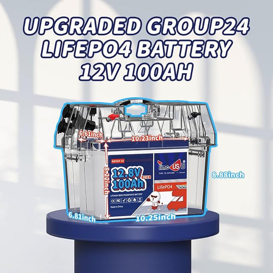 4 Pack 12V 100Ah Group24 Mini LiFePO4 Battery, Grade A Battery Cells, 100A BMS - Image 2