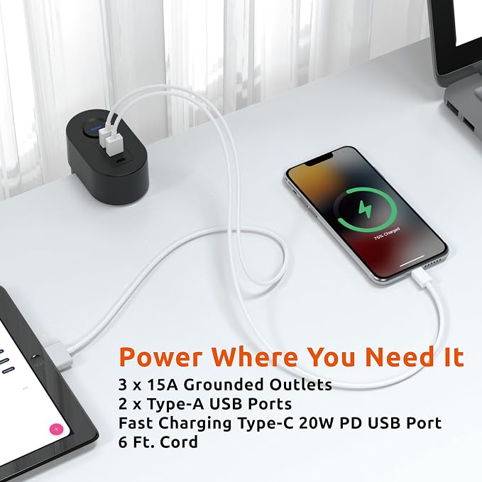 Link2Home Clamp-On Desk Power Strip - Image 2