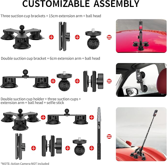 Suction Car Mount for Insta360 x5/X4/X3/X2/GO 3/ONE/GoPro Max-59 Lockable - Image 7