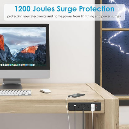 HHSOET 8 Outlet Recessed Power Strip, 30W Fast Charging Furniture Power Outlet - Image 7