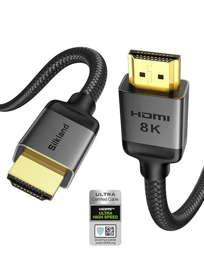 Silkland Short 10K 8K HDMI 2.1 Cable 1.5ft Certified, Ultra High Speed HDMI by Silkland