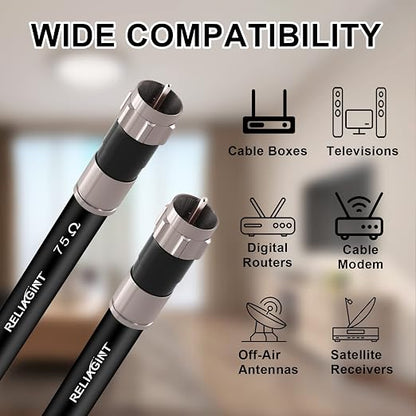 125ft RG6 Coaxial Cable Black, 75 Ohm Coax Cable - Image 5