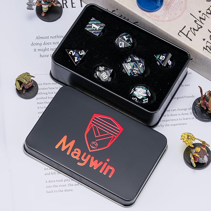 Dungeons and Dragons Dice, Metallic Stripes Dice - Image 7