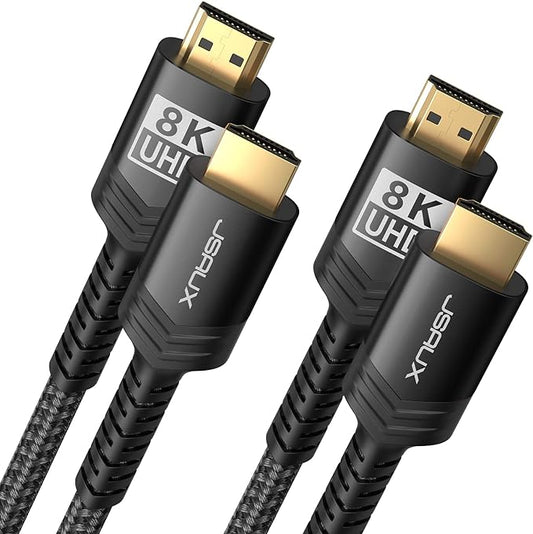 JSAUX 8K HDMI Cable 2.1 2 Pack 6ft, 48Gbps Ultra High Speed HDMI Cable Braided by JSAUX