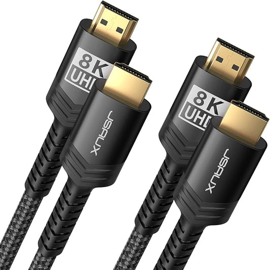 JSAUX 8K HDMI Cable 2.1 2 Pack 10ft, 48Gbps Ultra High Speed HDMI Cable Braided by JSAUX