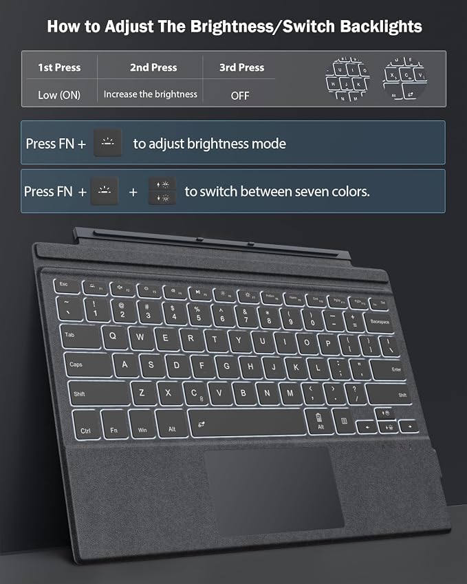 MoKo Microsoft Surface Pro 7/Pro 6/Surface Pro 5/Pro 4/Pro 3 Type Cover - Image 4
