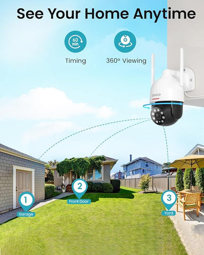 DEKCO 2K WiFi Surveillance Security Camera Outdoor/Home/Dome, Pan-Tilt 360° View - Image 5