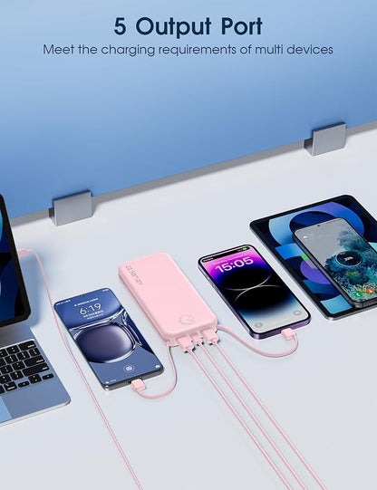Portable Charger with Built in Cable and AC Wall Plug, USB C Power Bank - Image 8