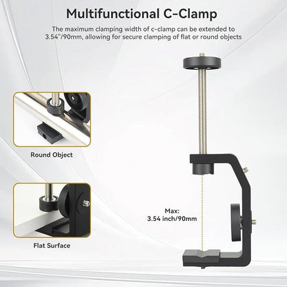 UTEBIT Super Clamp Mount with Mini Ball Head Mount, 1/4 Screw Hot Shoe Mount - Image 2