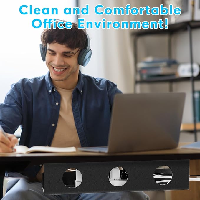 Self-Adhesive Under Desk Cable Management Tray 2 Pcs Steel Under Desk Wires - Image 7