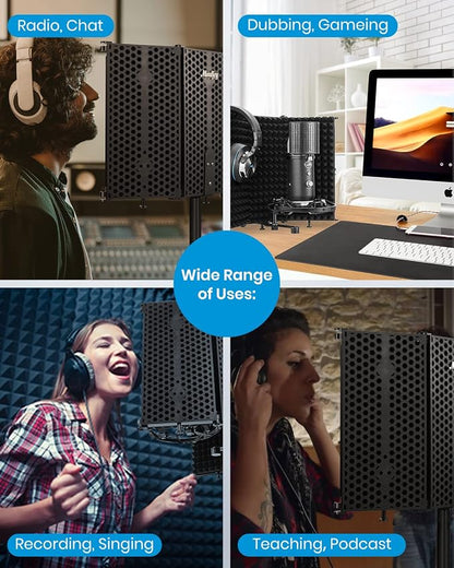 Moukey Microphone Isolation Shield, Foldable Mic Shield - Image 5
