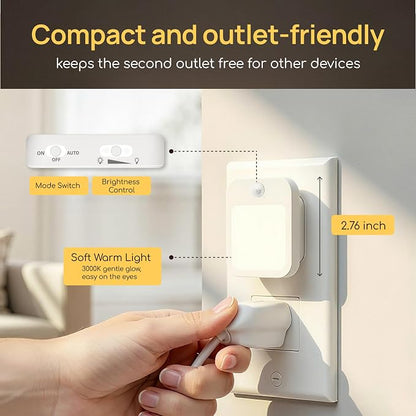 Plug-in Night Light with Motion Sensor, Dusk-to-Dawn Light Sensor, Stepless - Image 7