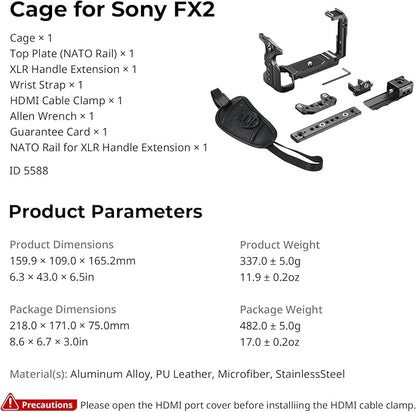 SMALLRIG Cage for Sony FX2, HawkLock Quick Release Camera Cage Kit for Sony - Image 9