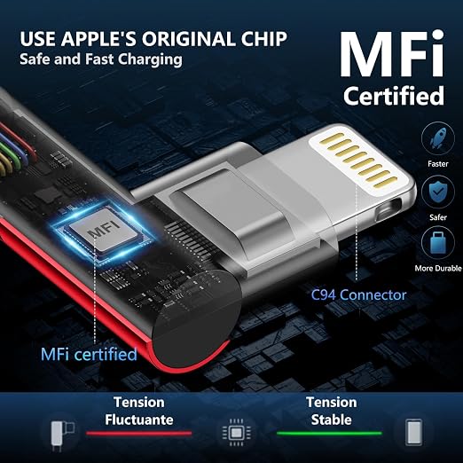 90 Degree USB C to Lightning Cable 10FT, iPhone Charger 3Pack Fast Charging - Image 3
