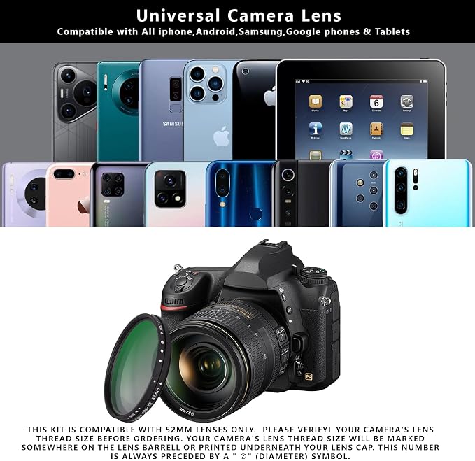 52MM Clip-on Variable ND2-32 Phone Lens Filter Kit, Ultra Slim Multi-Coated - Image 5