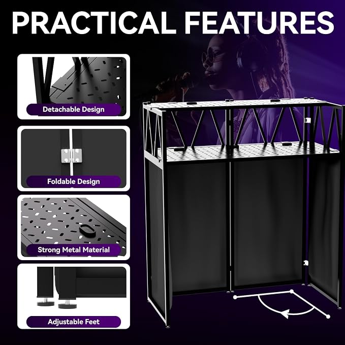 Portable DJ Booth Table, Foldable DJ Table Stand Portable - Image 2