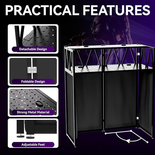 Portable DJ Booth T able, Foldable DJ Table Stand Portable - Image 2