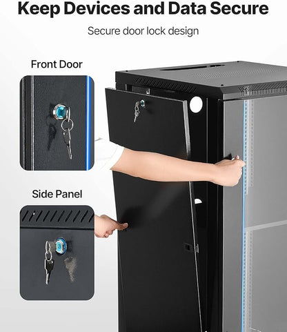 VEVOR 22U Server Rack Cabinet, Network Cabinet Wall Mount, 23.6 in Depth - Image 5