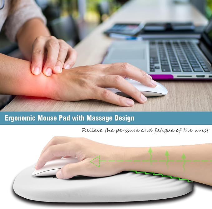 Ergonomic Mouse Pad Wrist Support, Entire Memory Foam & Non-Slip PU Base - Image 2