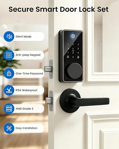 Smart Deadbolt Lock, 5-in-1 Keyless Entry Door Lock App Control, Fingerprint - Image 7