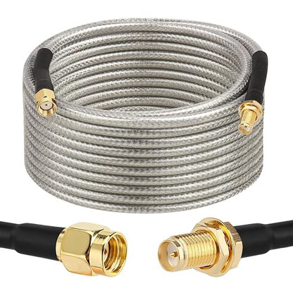 RP-SMA Male to RP-SMA Female Bulkhead Cable 25FT, RG58 Coaxial Cable by XRDS-RF