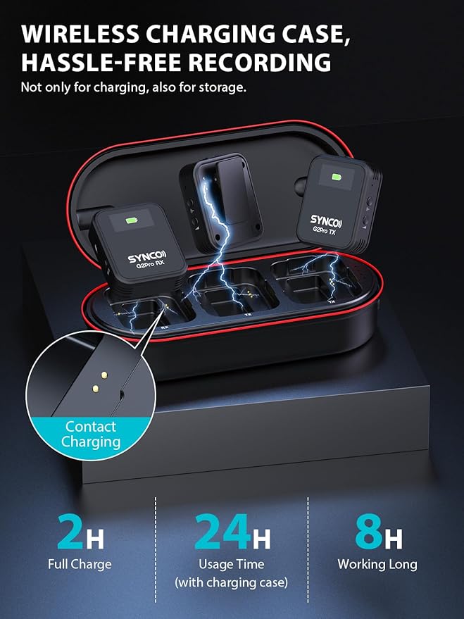 SYNCO Wireless Lavalier Mic System, G2 PRO Dual Channel 656FT Transmission - Image 3