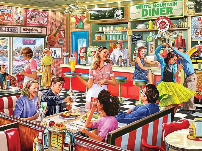 White Mountain Puzzles American Diner, 1000 Piece Jigsaw Puzzle by WhiteMountain