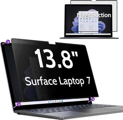 Privacy Screen for 13.8 Inch Surface Laptop 7, MagicSuction™ Removable Anti Spy by peslv