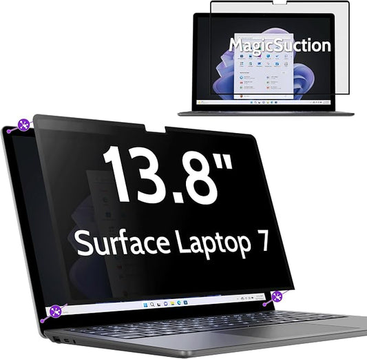 Privacy Screen for 13.8 Inch Surface Laptop 7, MagicSuction™ Removable Anti Spy by peslv