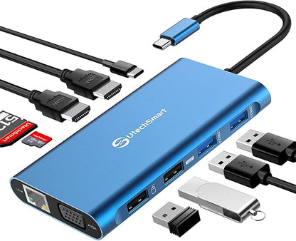 UtechSmart 11 in 1 Docking Station, Triple Monitors USBC Laptop Docking Station by UtechSmart