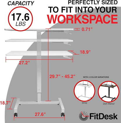 FitDesk Portable Laptop Desk, Rolling Standing Workstation Adjustable Height - Image 2