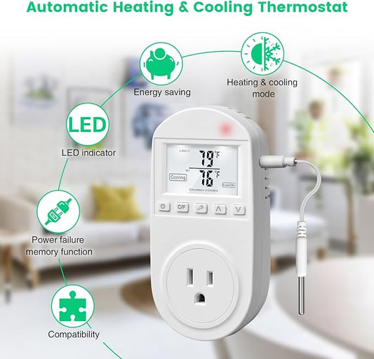Temperature Controlled Outlet, Briidea Thermostat Outlet Compatible - Image 2