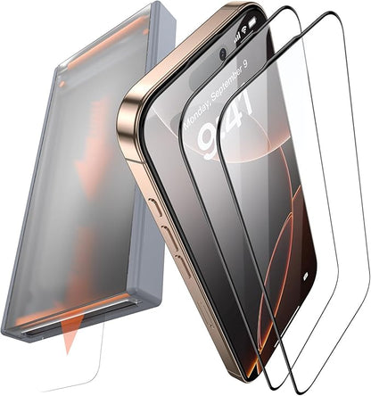 3 Pack for iPhone 14/iPhone 13/iPhone 13 Pro Tempered Glass Screen Protector by FUNCATGLOBAL