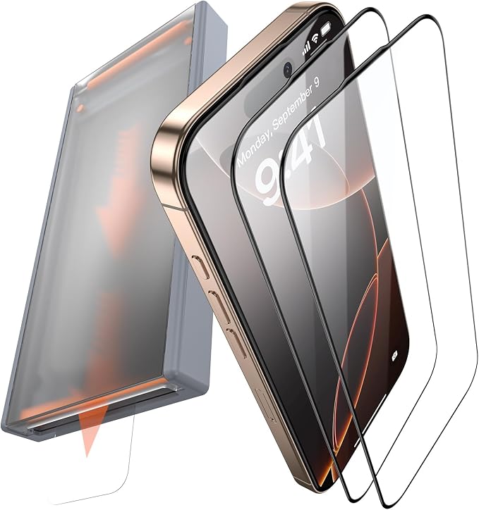 3 Pack for iPhone 14 Pro Tempered Glass Screen Protector, Dust Free CABIN by FUNCATGLOBAL