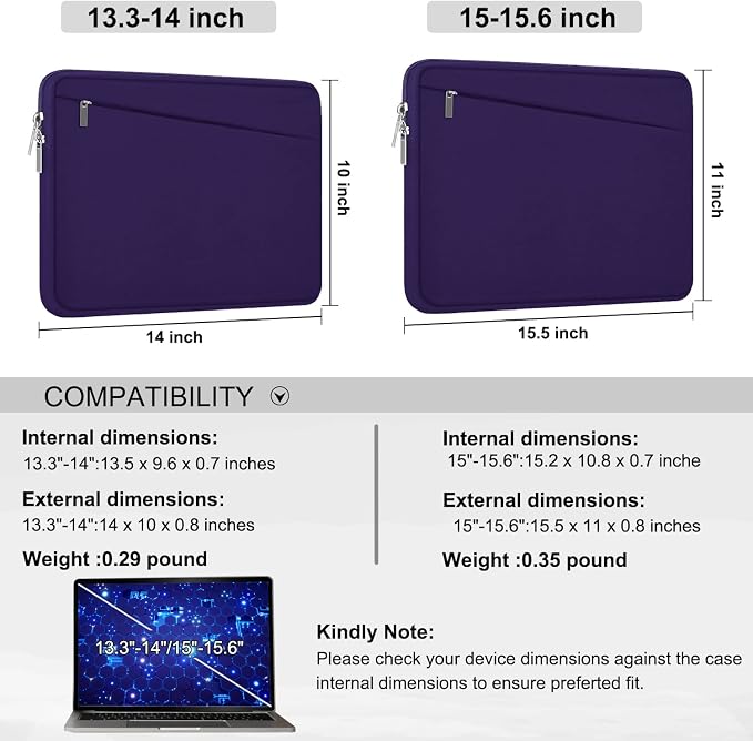 15.6 inch Laptop Sleeve Case, Durable Computer Carrying Bag Protective Case - Image 6