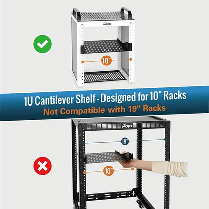 Tecmojo 1U Rack Mount Shelf for 10" Server Rack, 7.87" Deep Vented Cantilever - Image 2