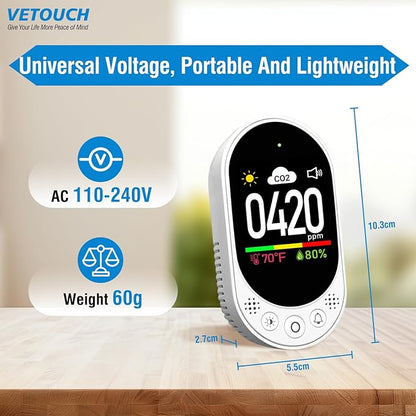 Plug in CO2 Detector Wall, 3-in-1 Air Quality Monitor CO2 Alarm, Digital - Image 7