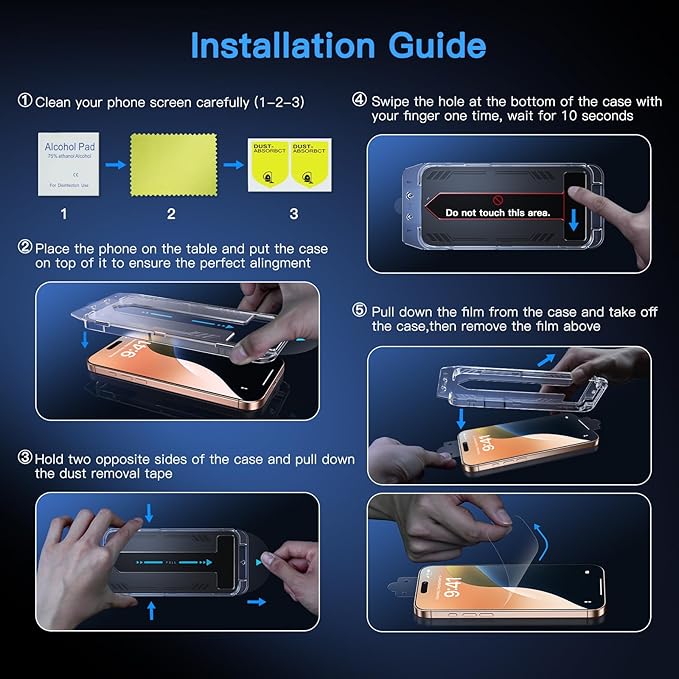 Uyiton Compatible with iPhone 16 Pro Screen Protector - Image 5