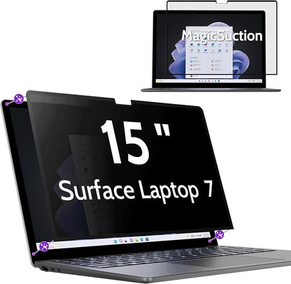 Privacy Screen for 15 Inch Surface Laptop 7, MagicSuction™ Removable Anti Spy by peslv