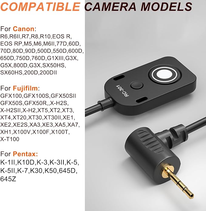 for Canon/Fuji RC301-2.5mm Remote Camera Small Shutter Release Remote Control - Image 2