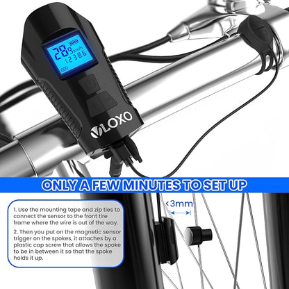 VLOXO Bike Speedometer with LED Bike Light, IP65 Waterproof Bicycle Odometer - Image 5